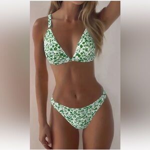 Floral Bikini Set Green Women’s size Large Cheeky